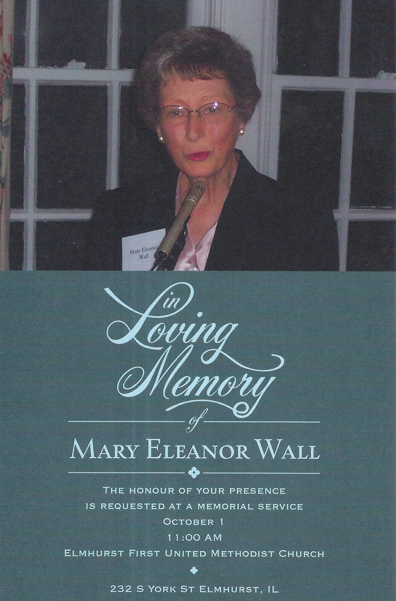 Mary Eleanor Wall Memorial Service